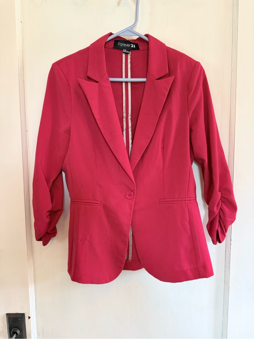 Forever 21 Women's Rose-Red Single-Button Blazer